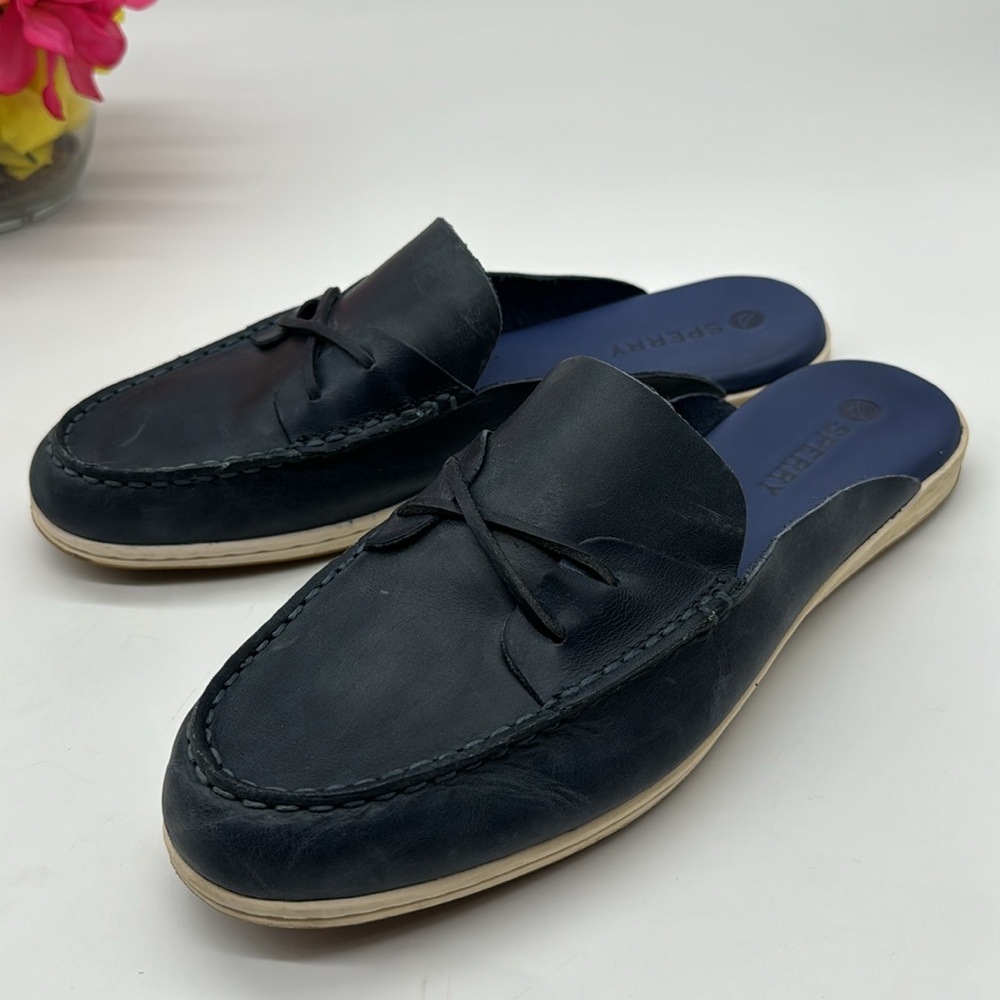 Sperry Blue Leather Slip On Mule Loafer Size 11 CM6015